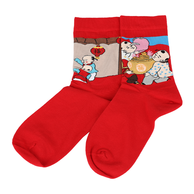 Veľkoobchodné alebo zákazkové dámske ponožky v štýle čínskeho Nového roka so vzormi