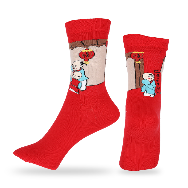 Veľkoobchodné alebo zákazkové dámske ponožky v štýle čínskeho Nového roka so vzormi