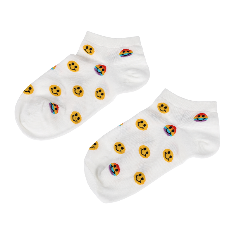 Veľkoobchodné alebo zákazkové dámske ponožky so smajlíkom emoji tváre so vzorom tenisiek